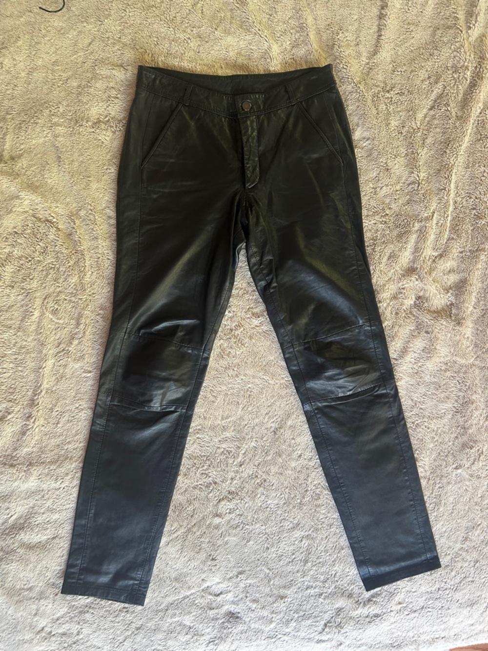Reiss Black real Leather Skinny Trousers